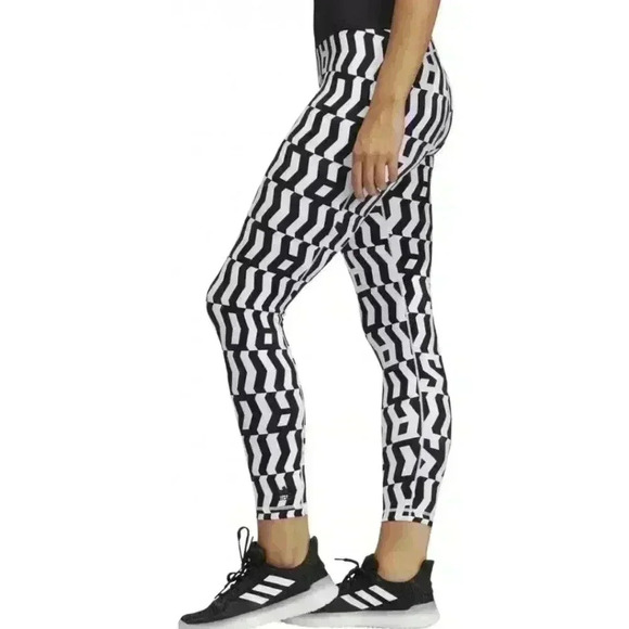 Adidas Women's Believe This Printed High-Rise‎ Leggings Size XS Black White - Picture 3 of 11